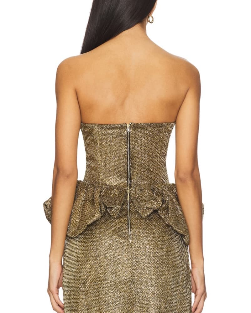 Patbo Weave Peplum Top In Gold - Image 2