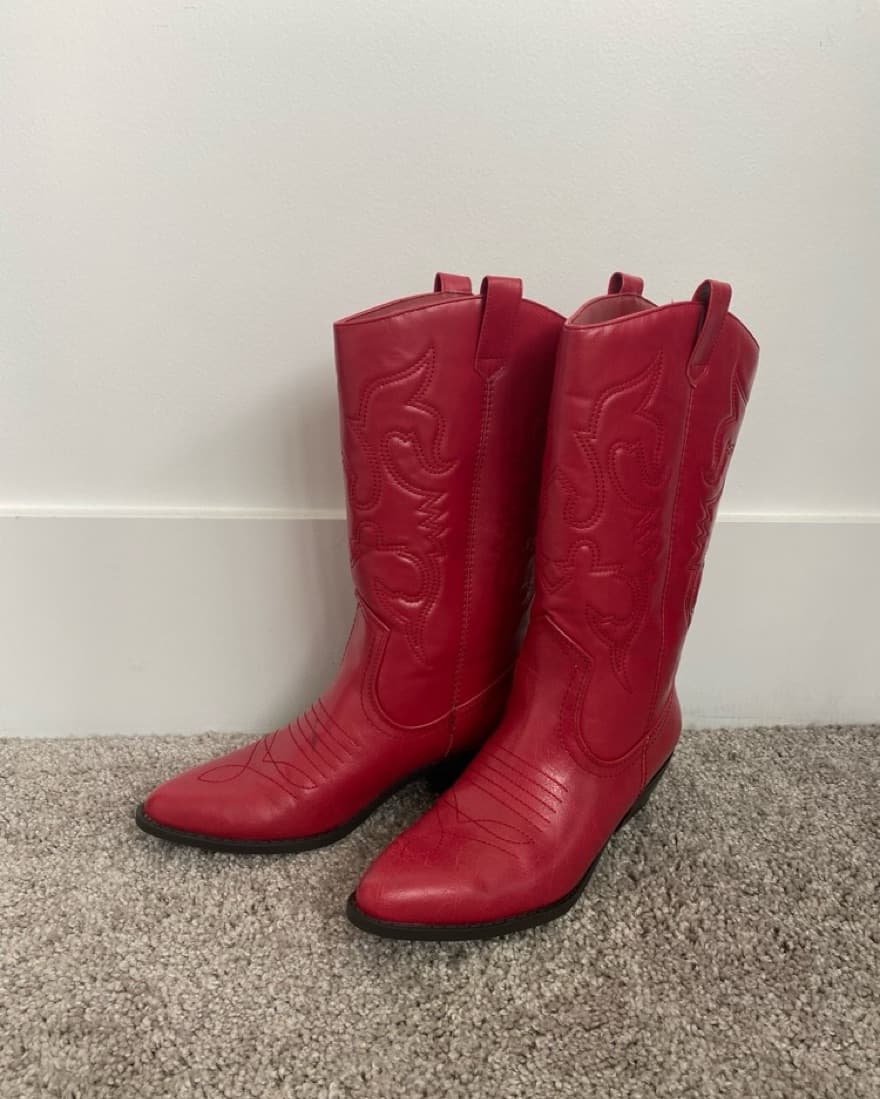JustFab Red Cowboy Boots - Image 2