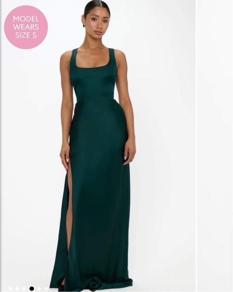 Emerald Green Satin Dress - Image 2