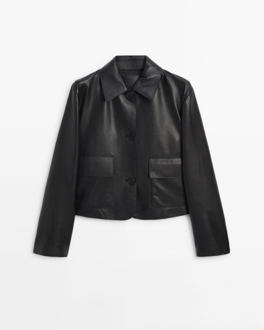MASSIMO DUTTI NAPPA LEATHER JACKET WITH  - Image 1