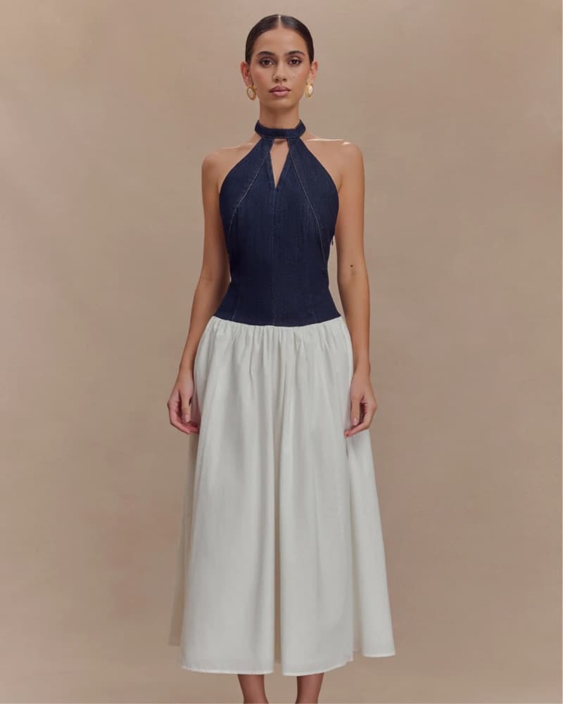 Denim Poplin Midi Dress  - Image 6