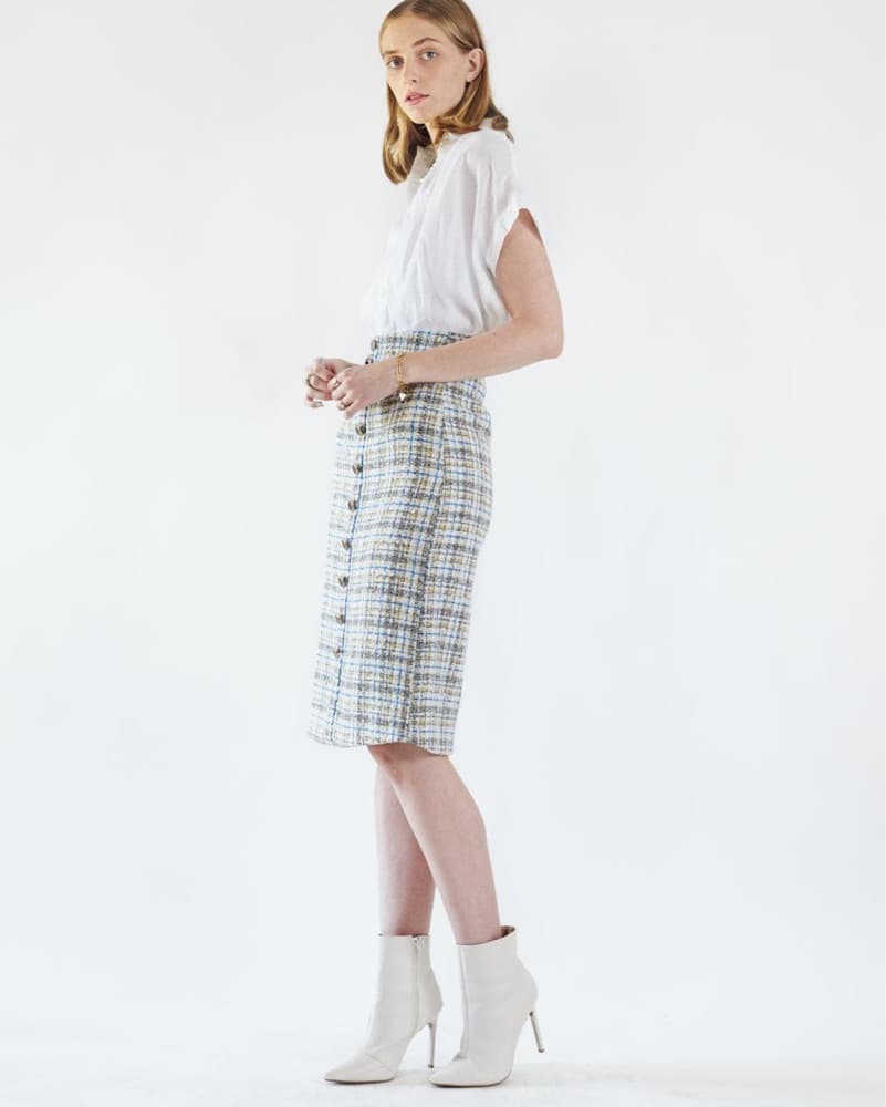 Luxe Plaid Tweed Pencil skirt - Image 1