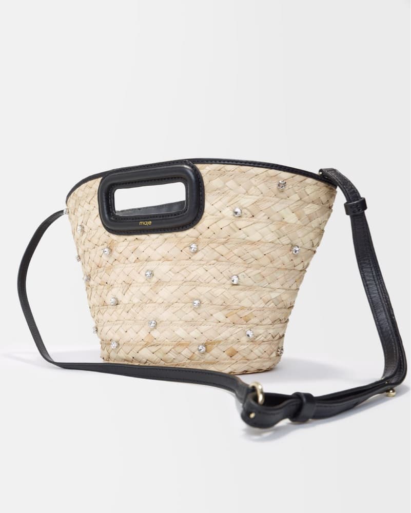 Maje Woven Raffia Mini Basket Bag - Image 2