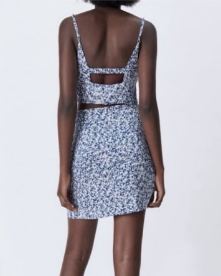 Blue Floral Print Mini Skirt - Image 2