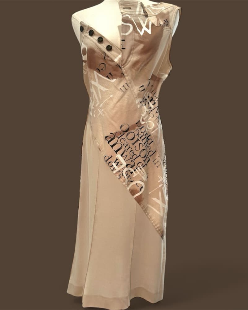 Designer Newspaper Print Dress - Image 1