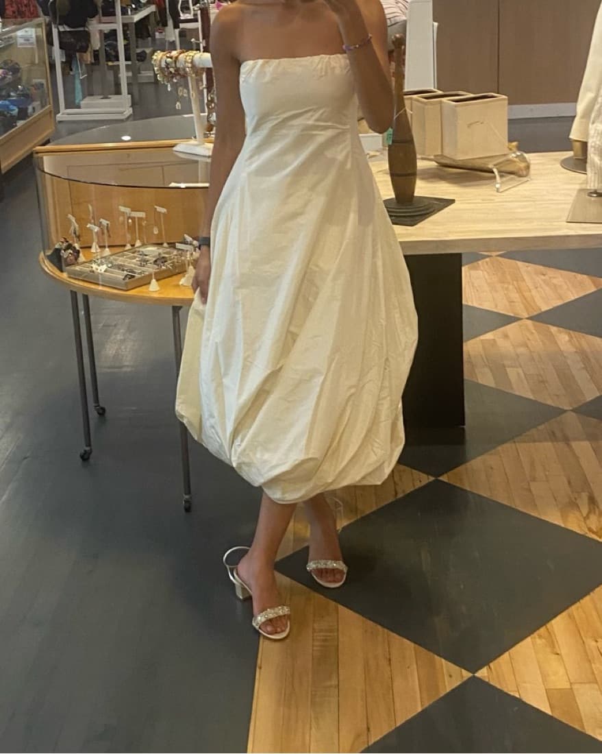 Silk Bubble Hem Strapless Dress - Image 2
