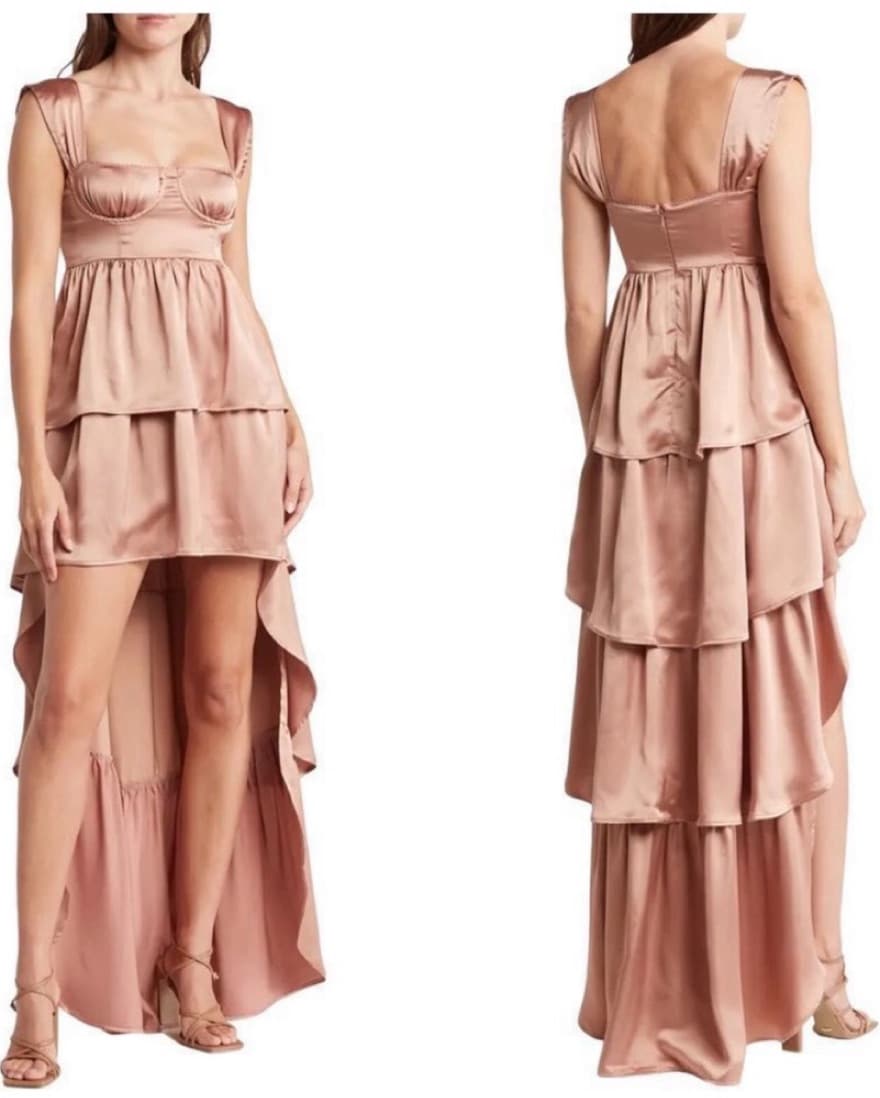 WeWoreWhat Corset High Low Silk Dress - Image 1