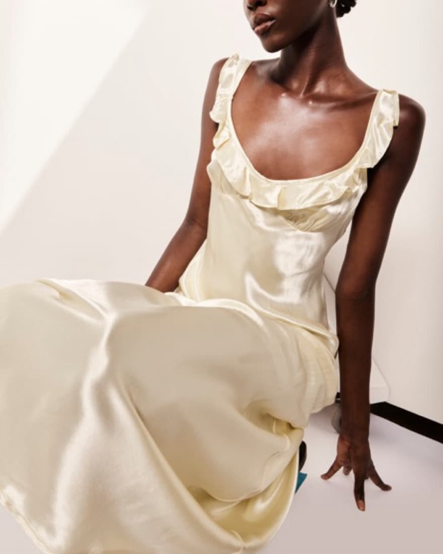Butter Yellow Satin Dress - Small - Image 5