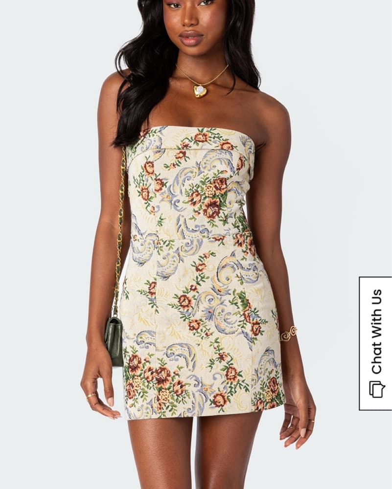 Edikted Floral Tapestry Dress - Image 1