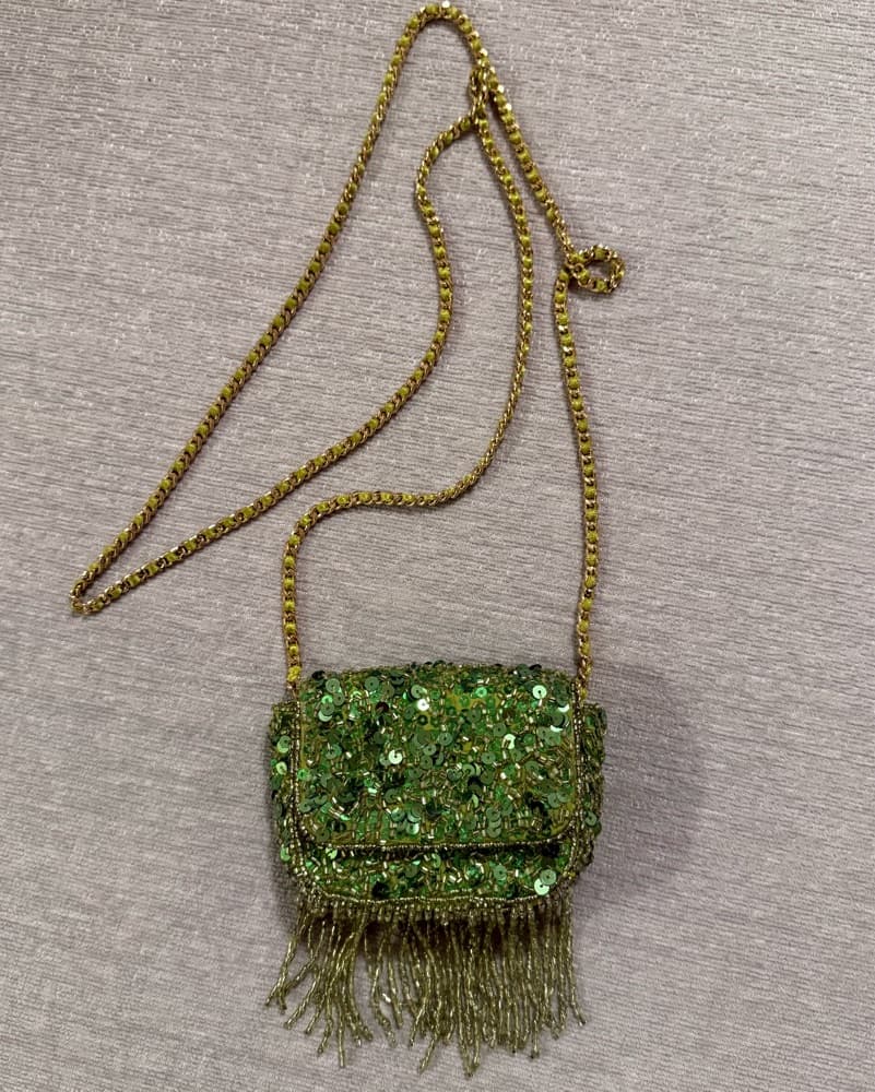 Glamorous Green Sequin Fringe Crossbody Bag - Image 2