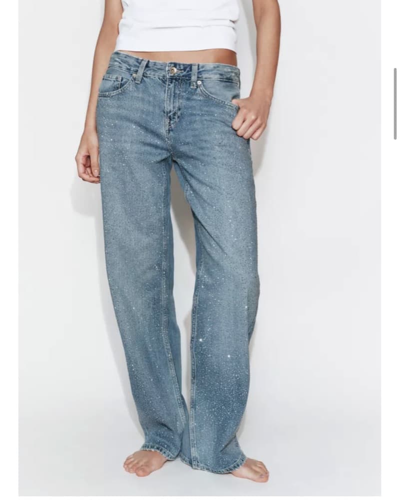 Zara Bedazzled Denim Low Rise Jeans - Image 2