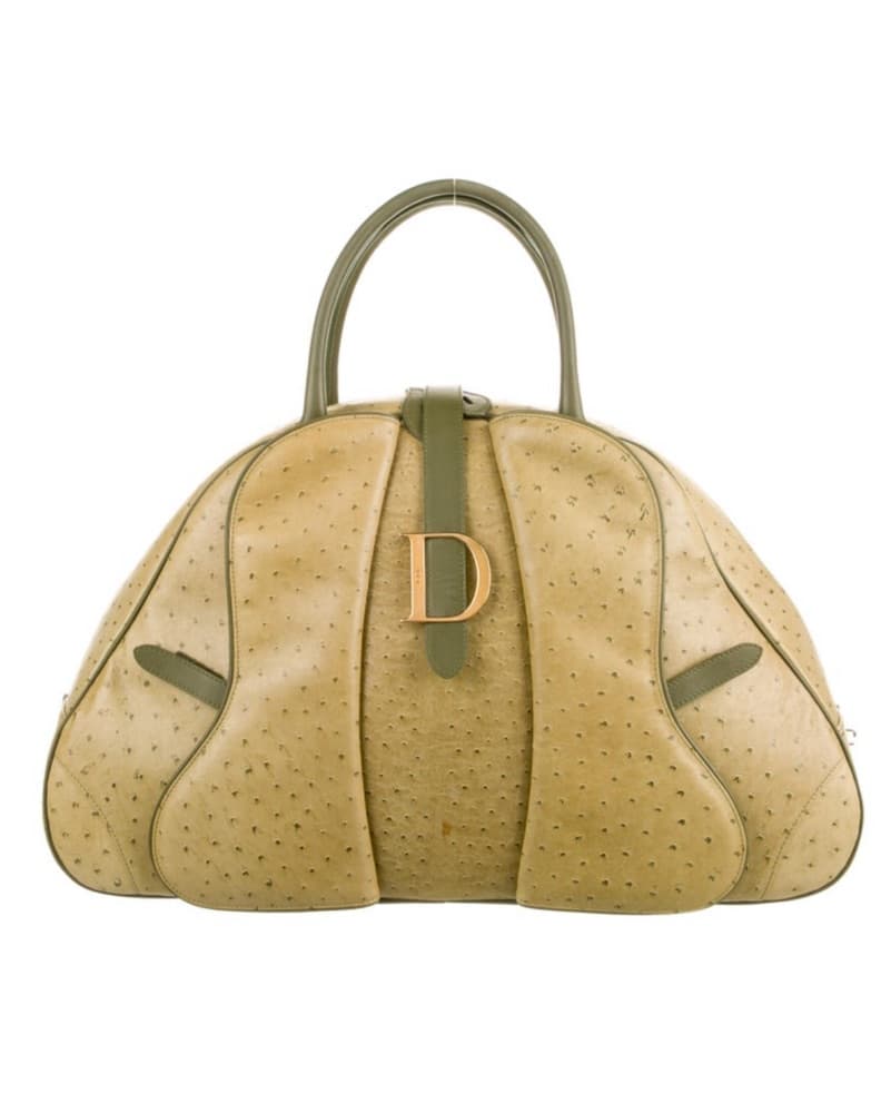 Christian Dior Ostrich Saddle Bowler Bag - Image 1