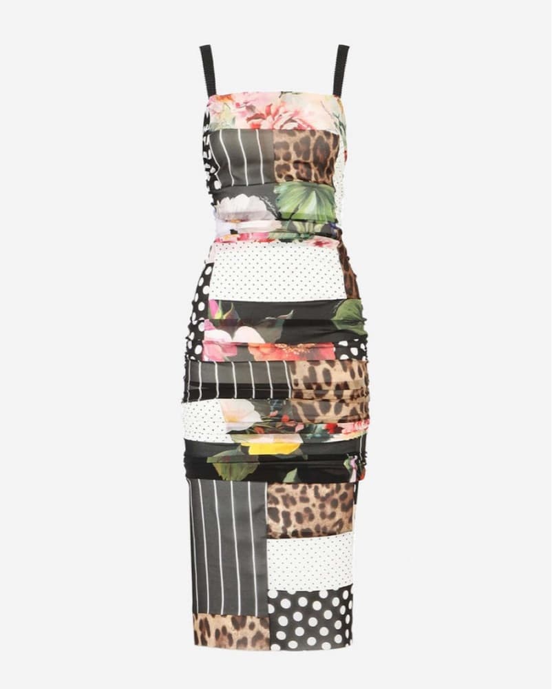 Dolce Gabbana Patwork Chiffon Dress - Image 5