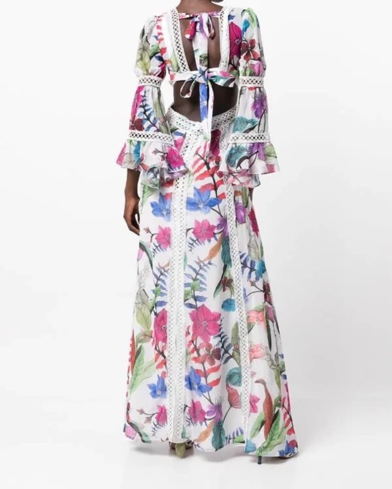 Patbo Floral Zamia Maxi Beach Dress XS - Image 4
