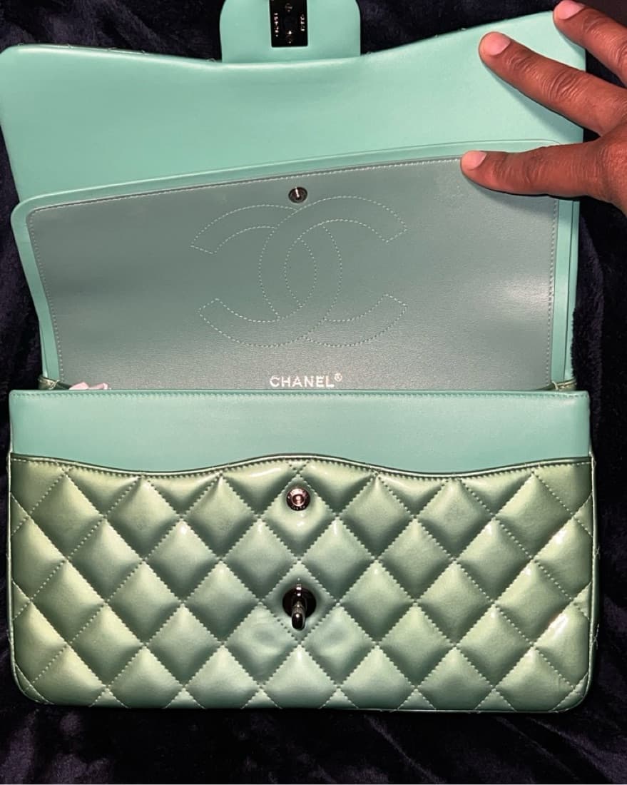  Green Chanel Double Flap Jumbo Bag - Image 4