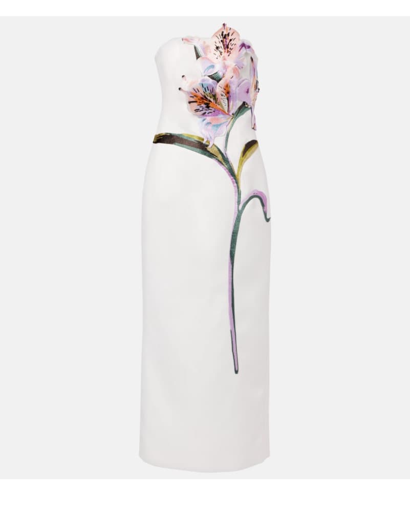 LEO LIN Rayna floral-appliqué Midi Dress - Image 2