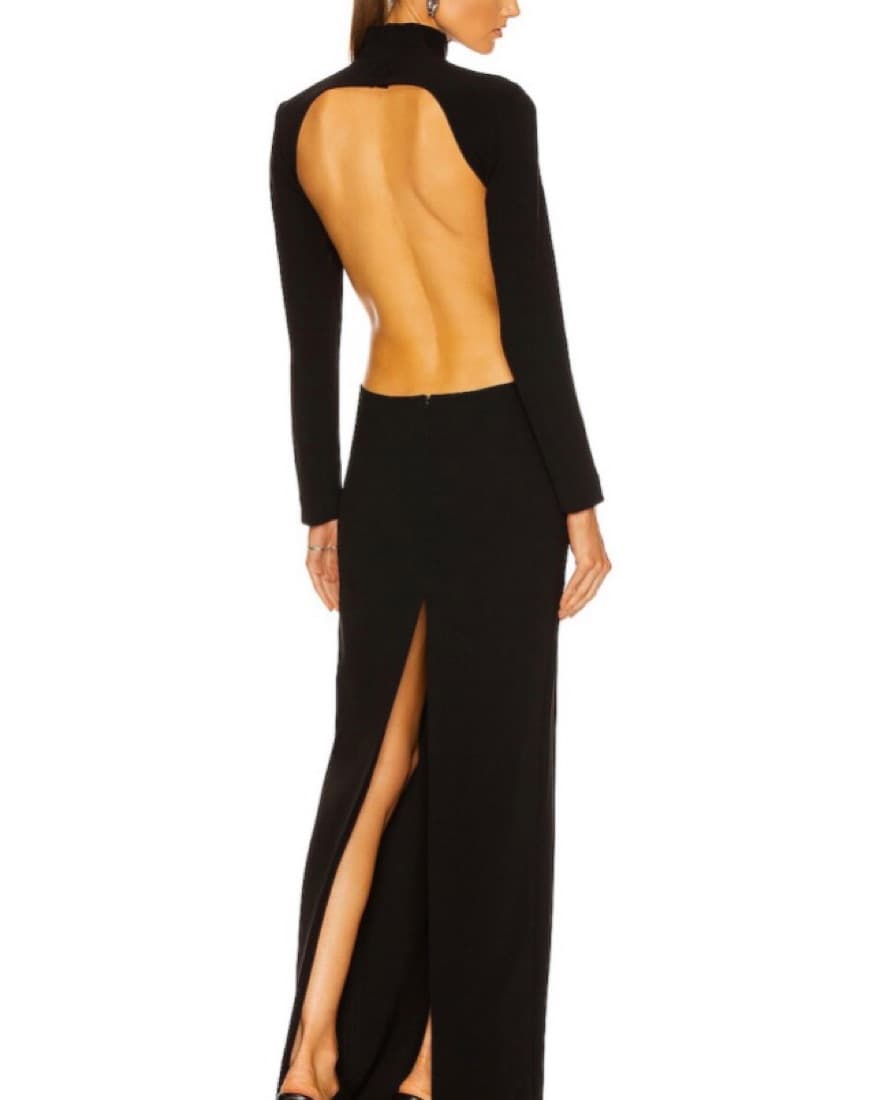 Mônot Open Black Crepe Gown - Image 5