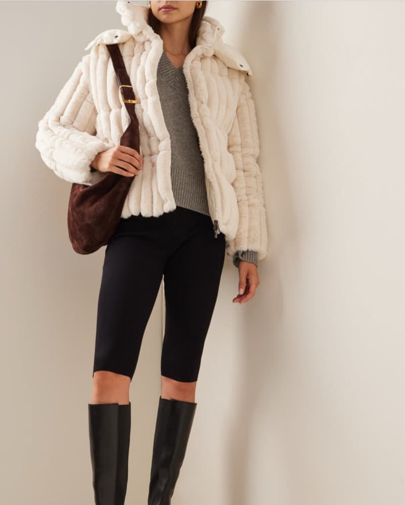 MONCLER Fare White Faux Fur Jacket Ski - Image 1