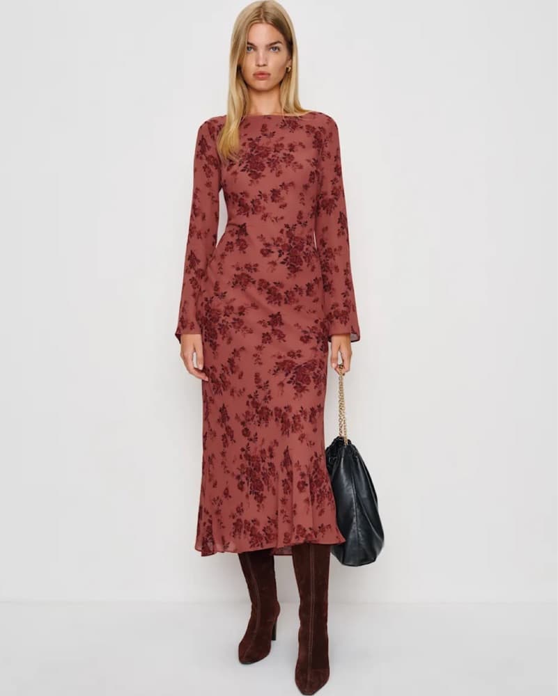 Luxurious Floral Midi Dress - Image 1