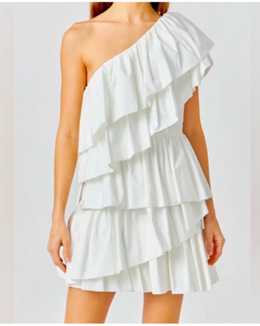 English Factory Ruffle One Shoulder Mini - Image 1