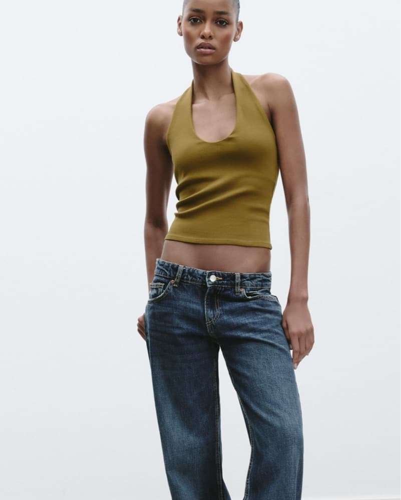 Zara Olive Halter Top - Image 1