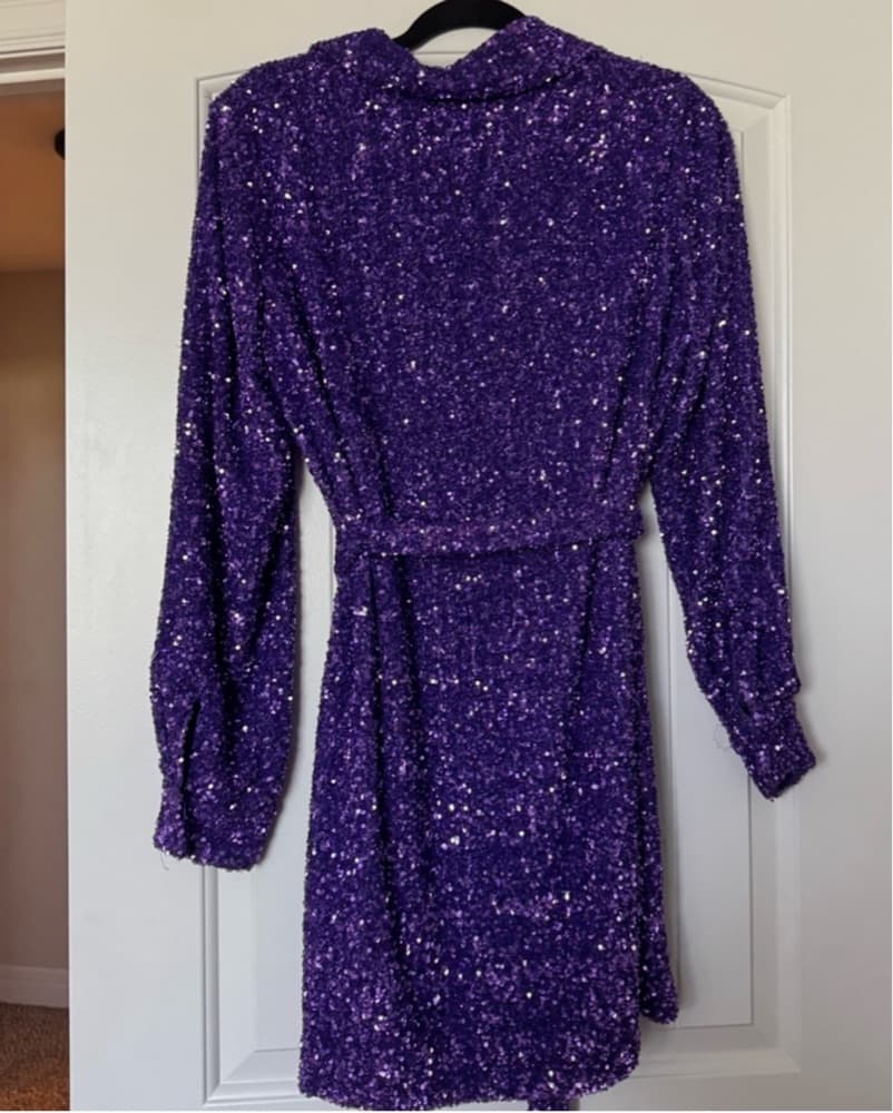 & Other Stories Purple Sequin Dress - Image 5