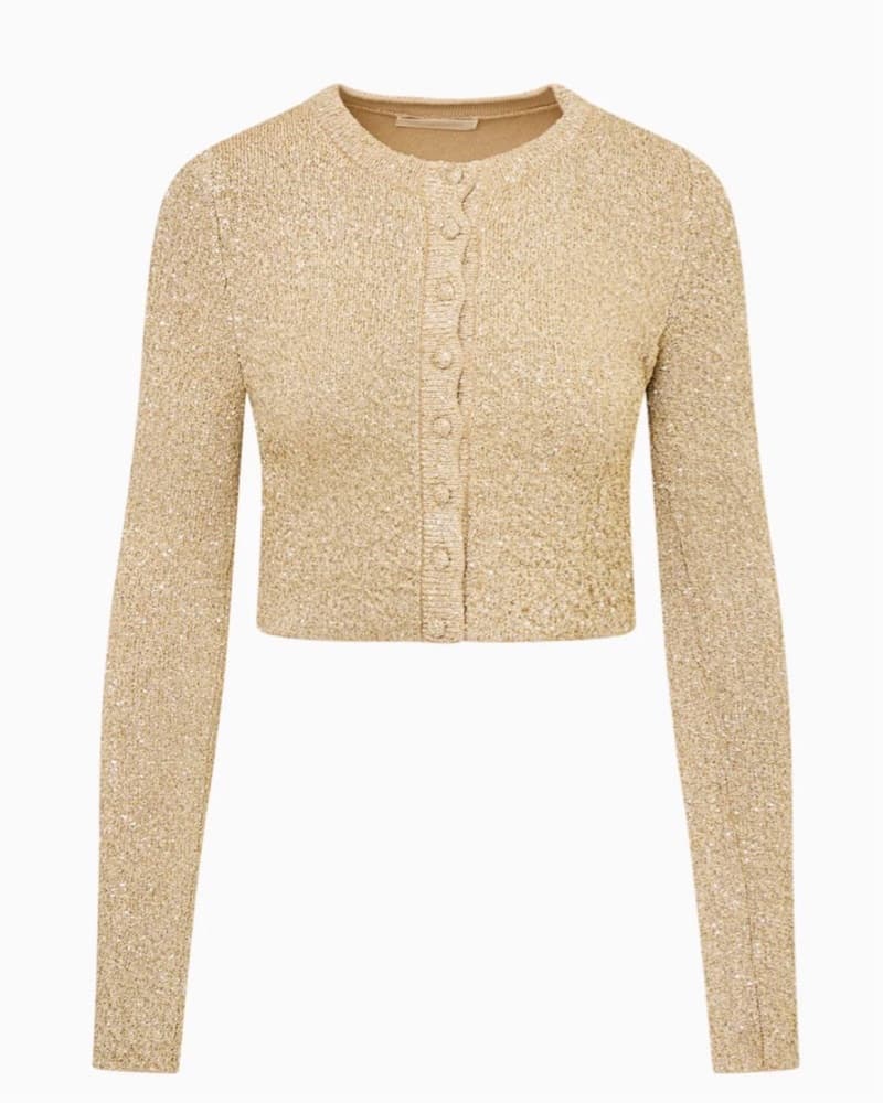 LoveShackFancy Gold Knit Cardigan - Image 2