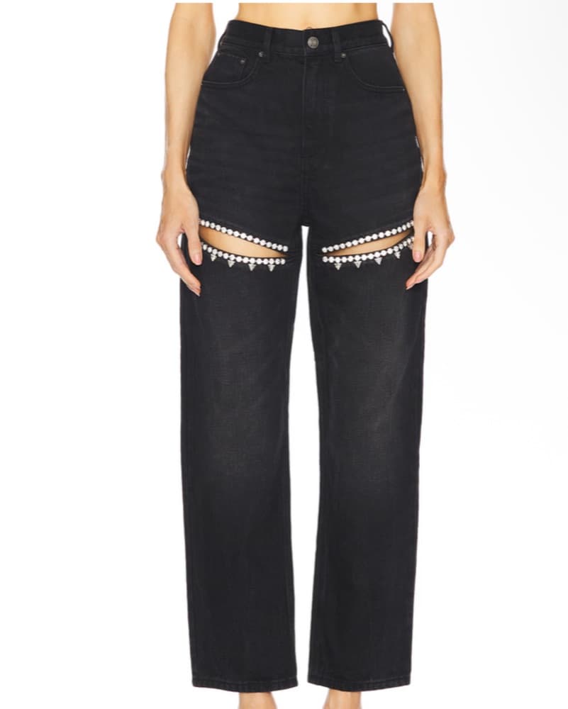 Area Embellished High-Waisted Jeans - Image 1