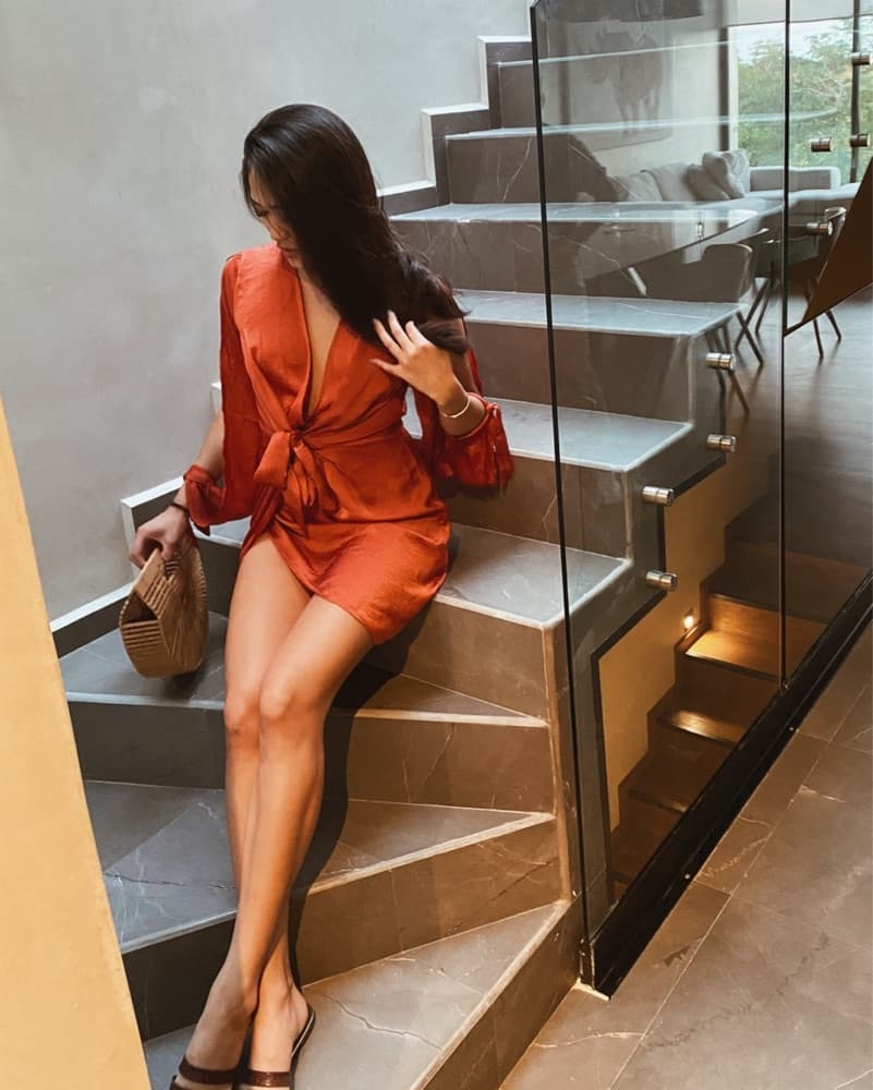 PLT Orange Plunge Dress - Image 2