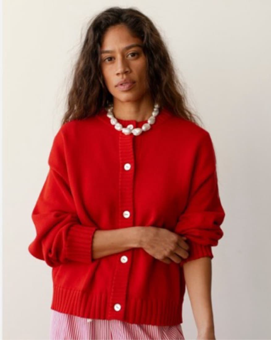 Donni Cotton Red Cardigan - Image 2
