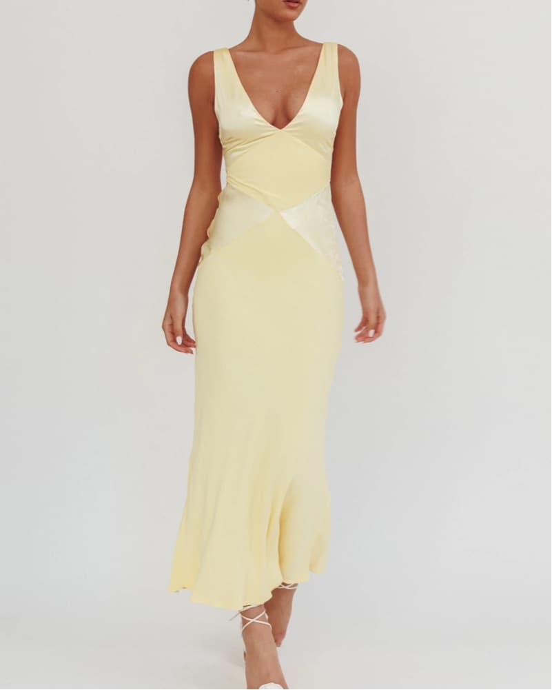 Butter Yellow Wedding Guest Maxi Dress - Image 1