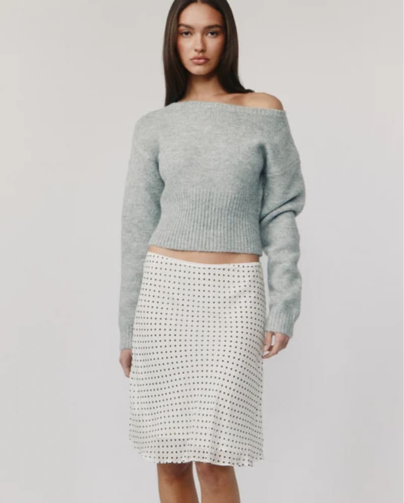 With Jean Polka Dot Midi Skirt  - Image 2