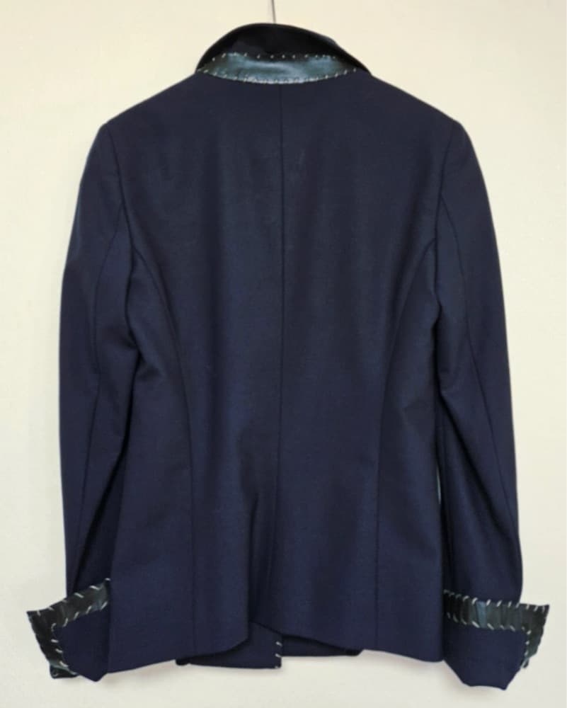 Fendi Leather Trim Navy Suit Skirt Set  - Image 4