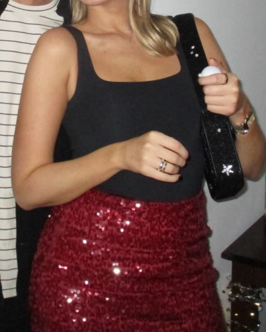 Zara Maroon Sequin Midi Skirt - Image 2