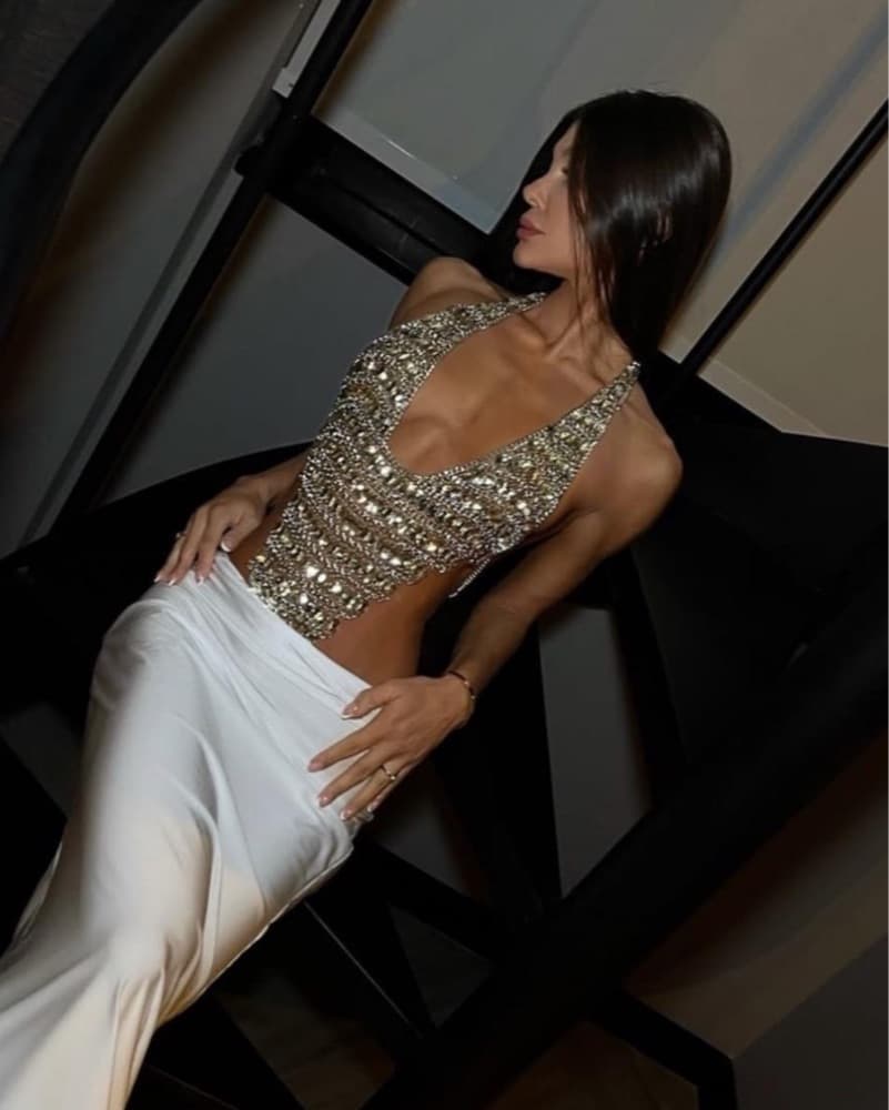 Handmade Crystal Beaded Top - Image 1