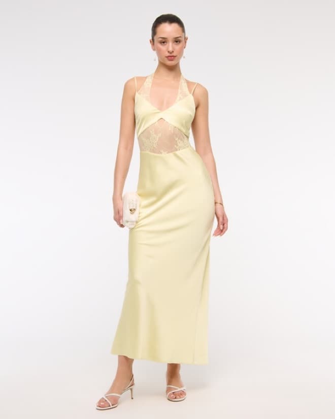 Elegant Yellow Lace Dress - Image 1