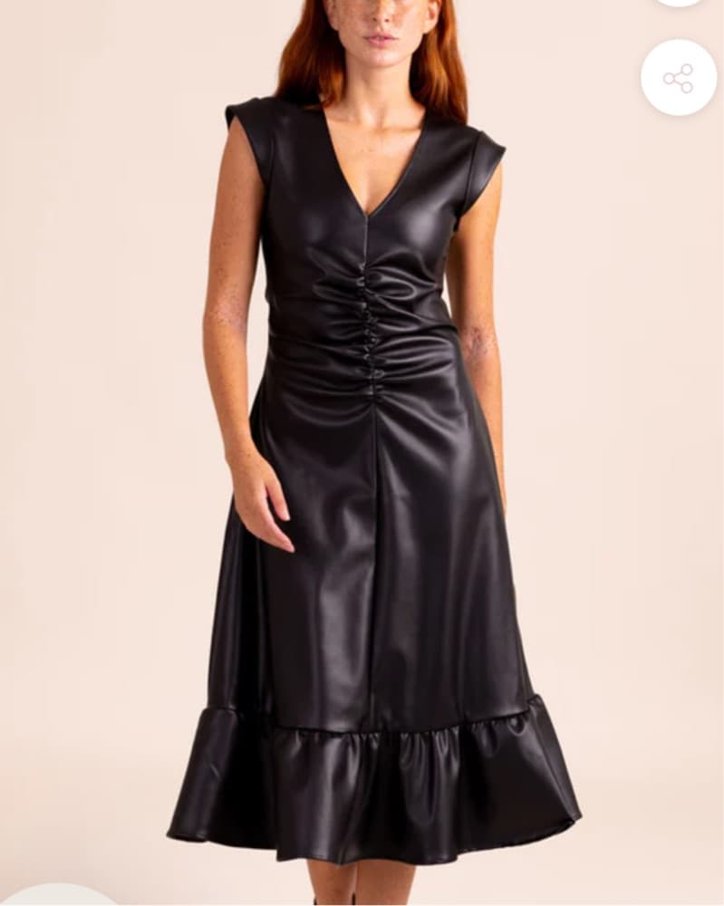 S’EDGE Black Leather Midi Dress - Image 1