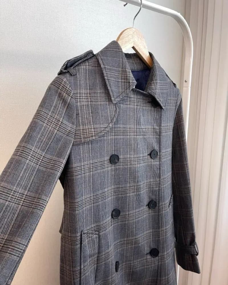 Sandro Plaid Trench Coat - Image 3