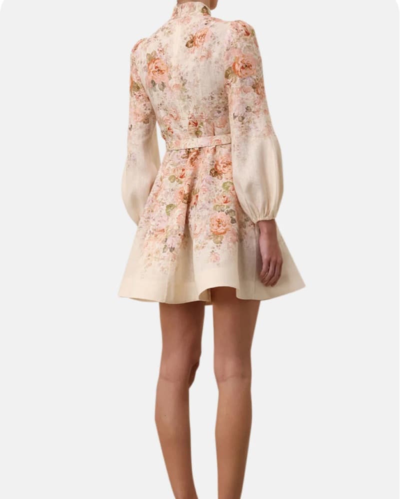 Romantic Floral Puff Sleeve Mini Dress - Image 3
