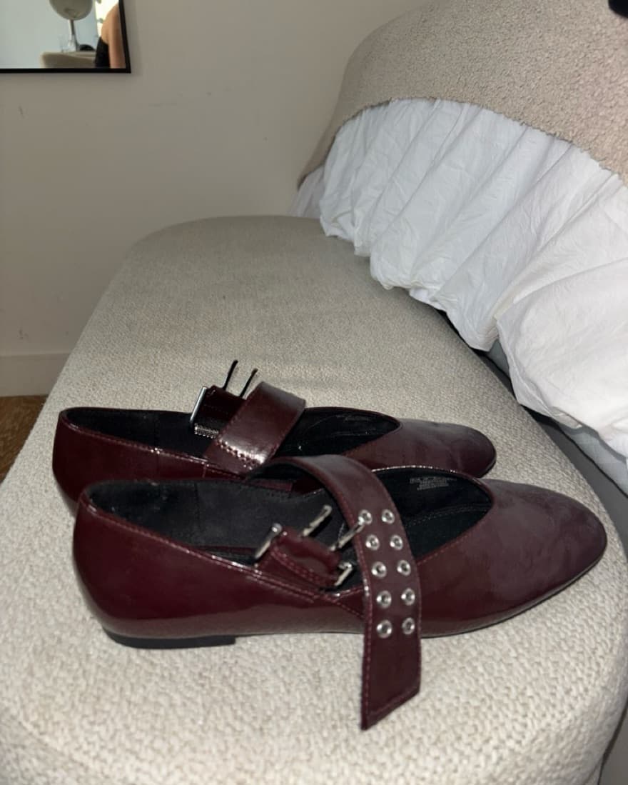 Burgundy Studded Ballet Flats - Image 2