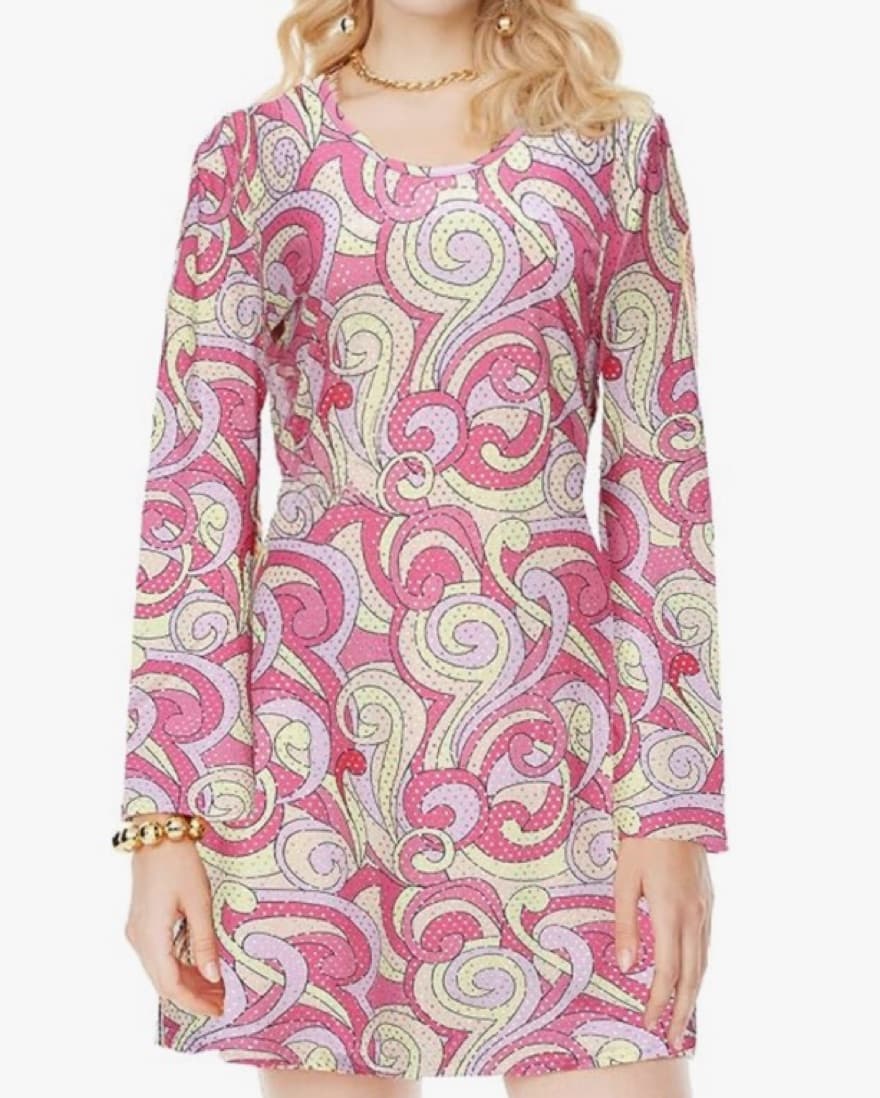 Pink Disco Dress 80s Costume - Image 1
