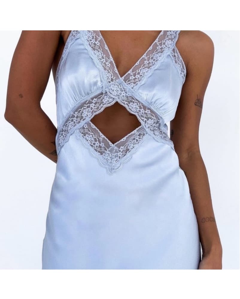 Elegant Lace Overlay Maxi Dress - Image 1
