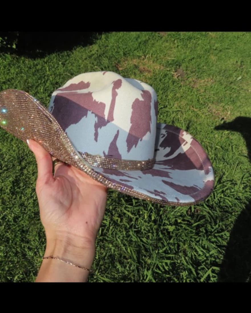 Cow Print Rhinestone Cowboy Hat  - Image 3
