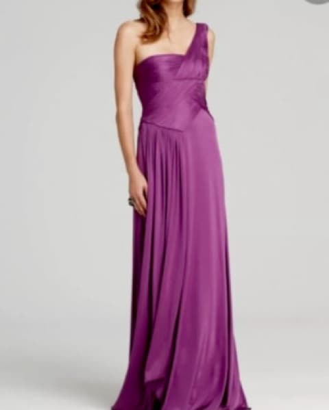 Purple Long Gathered Dress - Image 1