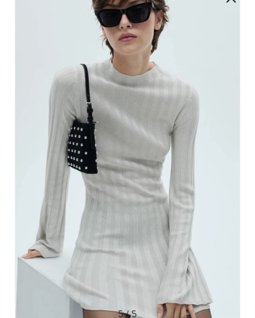 Silver Long Sleeve Mini Dress - Image 3