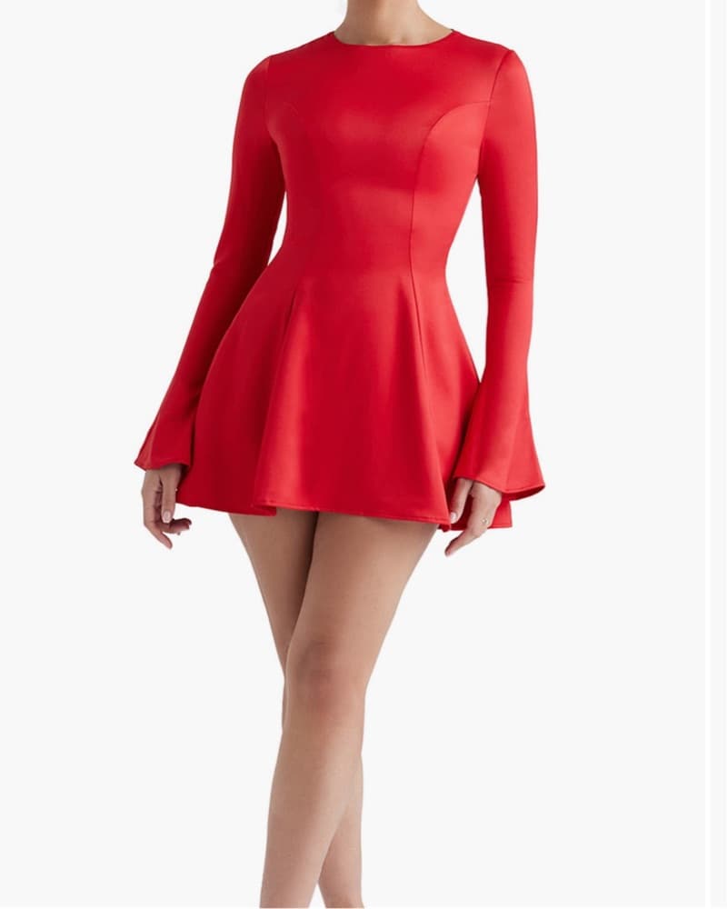 Striking Red Flare Dress “Sacha” By - Image 1
