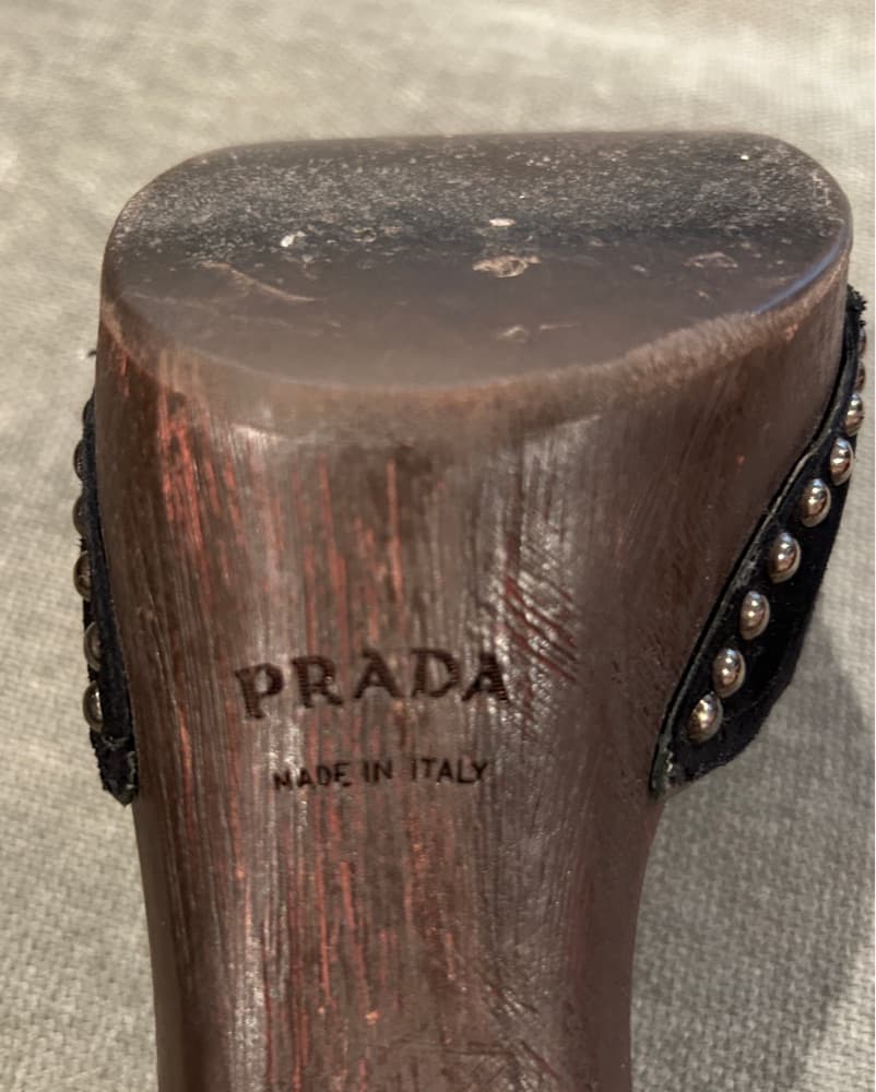 Prada Black Studded Suede Platform Sandals - Image 3