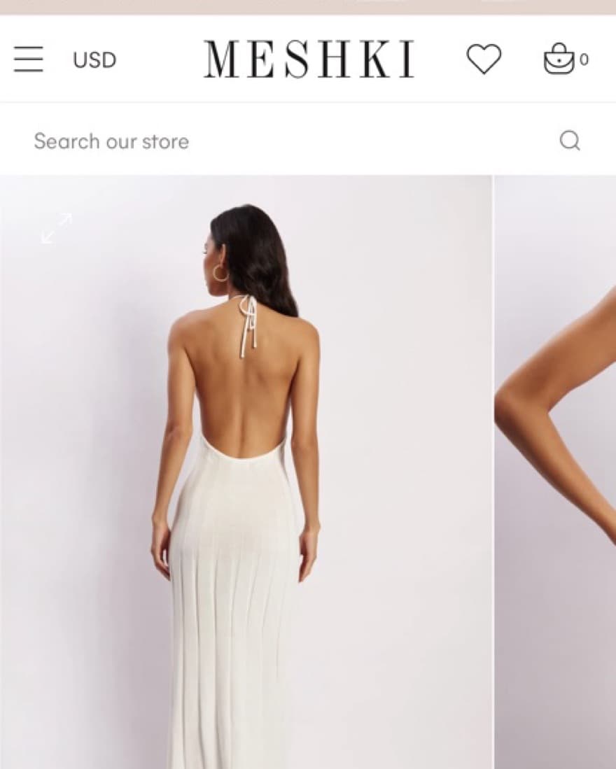 Meshki Low Back Halter Dress White - Image 2