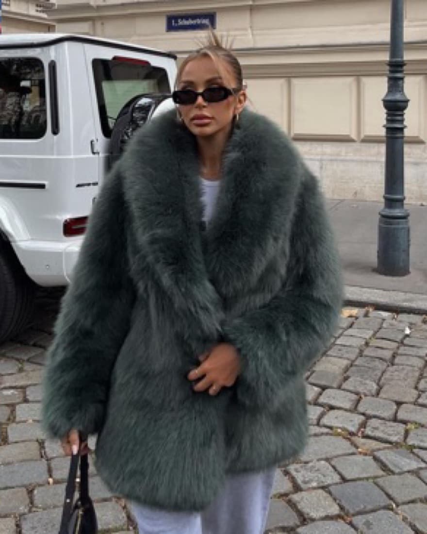 Astra Green Faux Fur Jacket - Image 1