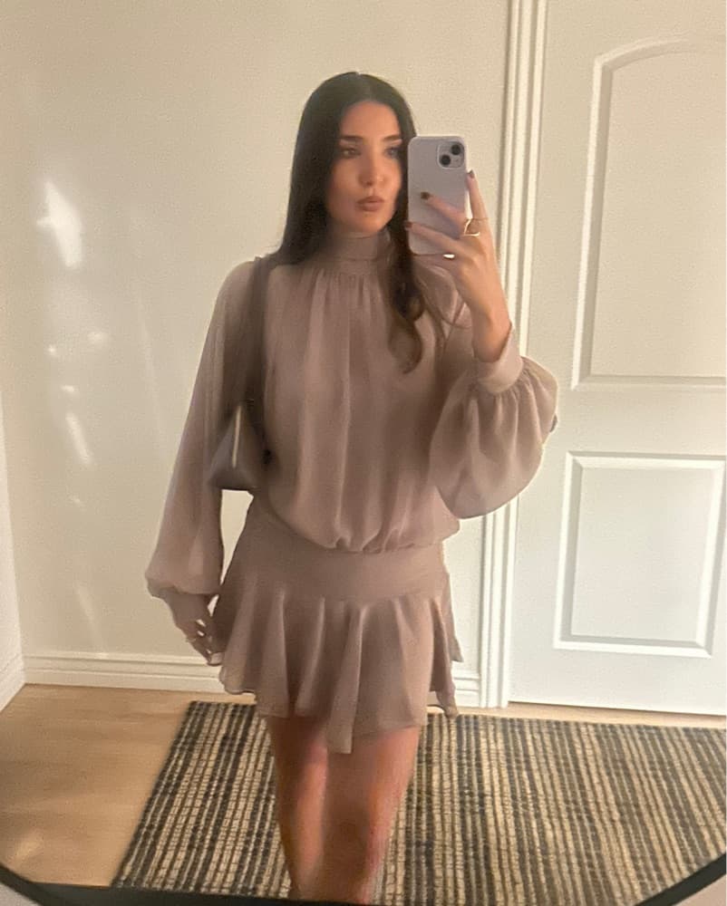 Flowy Tied Mini Dress - Image 2